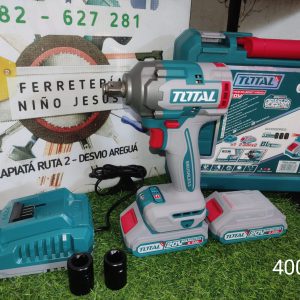 llave de impacto total 400 nm – 2x baterías 2 ah + accesorios