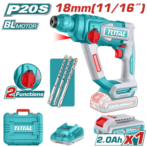 ROTOMARTILLO A BATERÍA 20V 18MM BL  BAT/CAR  TRHLI201881  TOTAL