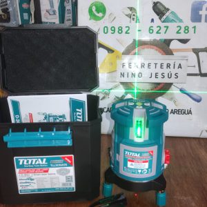 NIVEL LÁSER AUTONIVELANTE 30M  1 LÍNEA HORIZONTAL Y 4 VERTICALES  LUZ VERDE  TOTAL