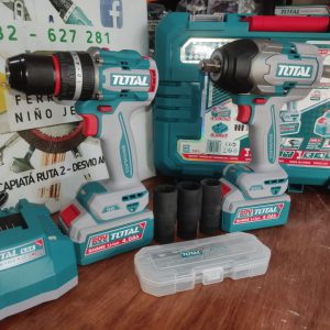 KIT TALADRO DE IMPACTO 96NM + LLAVE DE IMPACTO DE 850NM TOSLI250586 TOTAL