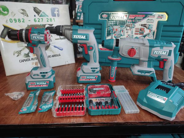 KIT 3en1 ROTOM 26MM+ TALA IMP 66NM + TALA ATOR P/ YESO 20V TOSLI250591 TOTAL