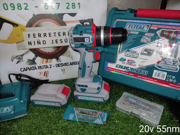 TALADRO DE IMPACTO (PERCUTOR) A BATERIA 20V 55NM BL 2BAT/CAR TIDLI20558 TOTAL