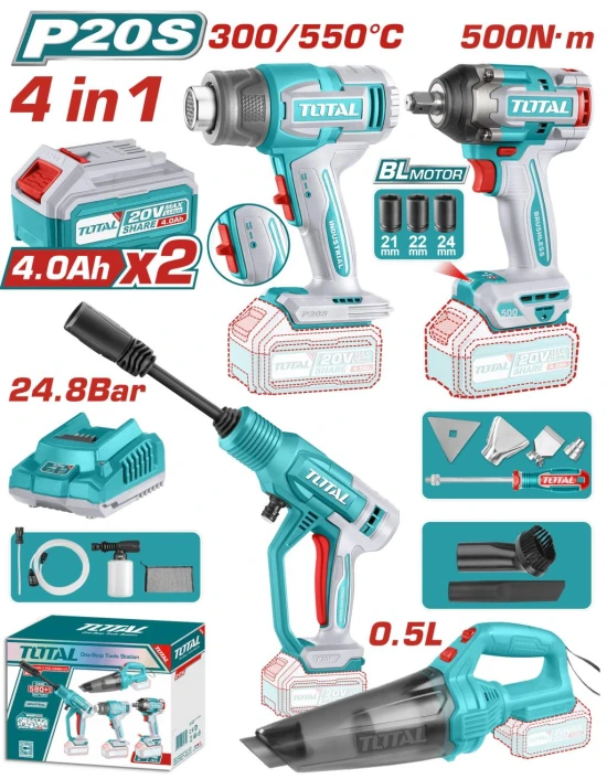 KIT TOTAL 4EN1 LLAVE 500NM + HIDROL + PISTOLA CALOR + ASPIRADORA TOSLI250208