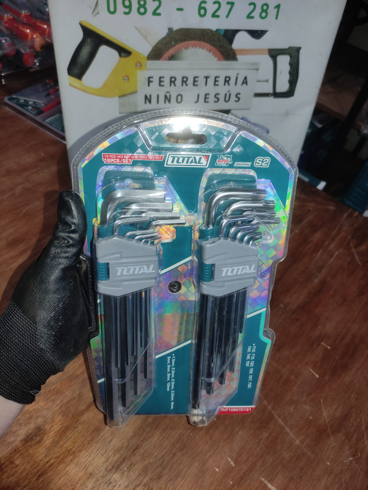 SET TOTAL DE LLAVES HEXAGONALES Y LLAVES TORX 18 PIEZAS