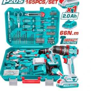 TOTAL TALADRO DE IMPACTO 66 NM + KIT DE HERRAMIENTAS 165PCS THKTHP11652
