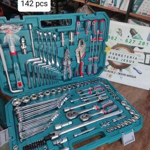 MALETÍN CON JUEGO DE HERRAMIENTAS (142 PZS) INDUSTRIAL TOTAL