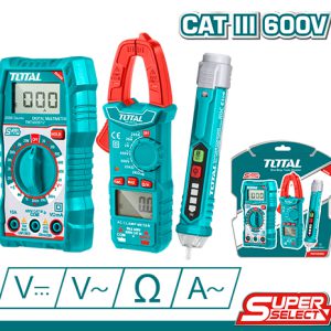 TESTER MULTIMETRO CAT III 600V (PINZA AC, MULTÍMETRO Y BUSCAPOLOS)  TOTAL