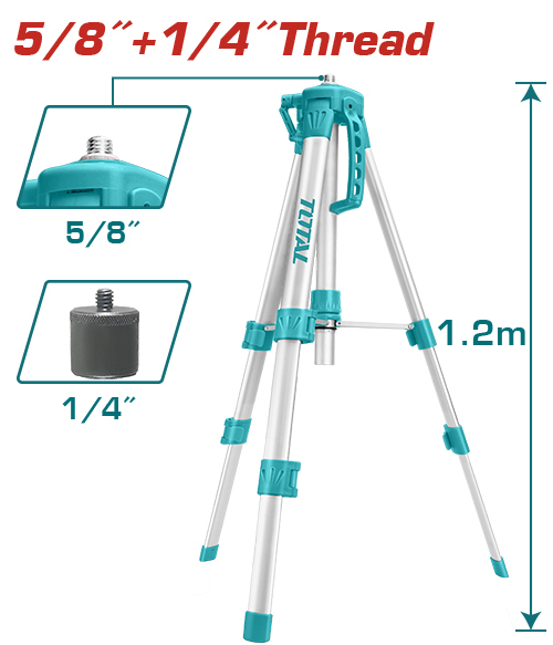 TRÍPODE PARA NIVELES LÁSER 5/8 Y 1/4 (1.2M) TOTAL