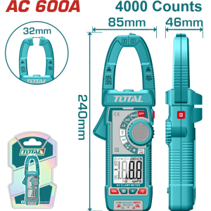 TESTER PINZA AMPERIMETRICA AC 600A (4000 CUENTAS)  TOTAL