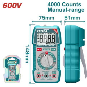 TESTER MULTIMETRO DIGITAL 600V (4000 CUENTAS) - TOTAL