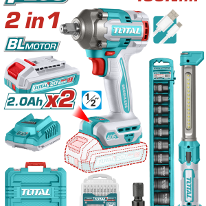 KIT LLAVE DE IMPACTO A BATERIA 20V 405NM BL (KIT LAMPARA)  TOSLI23056  2BAT/CAR  TOTAL
