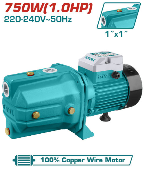 BOMBA DE AGUA DE CHORRO AUTOASPIRANTE (JET) 1.0HP 51MTS 55L/MIN (1PULG) - TOTAL