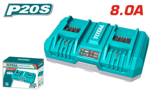 CARGADOR DE BATERÍA DOS PUERTOS 20V8A - TOTAL