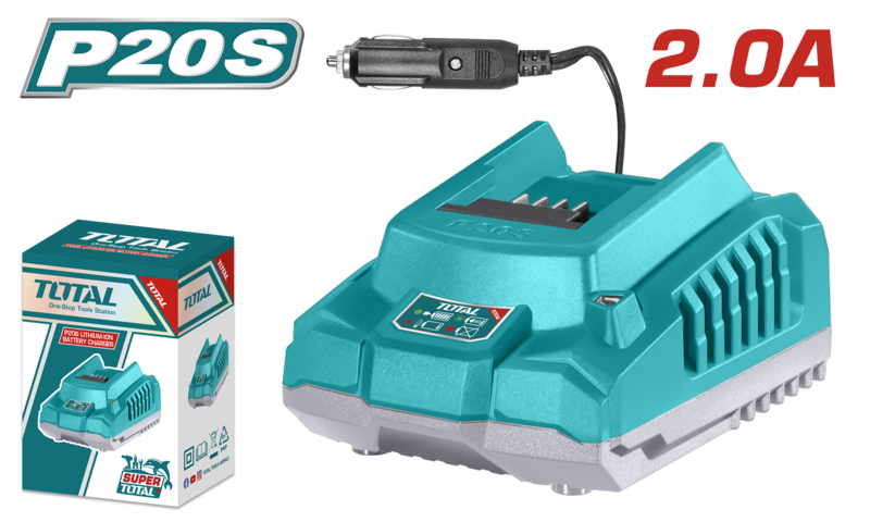 CARGADOR 20V2A PARA TOMA DE AUTOS 12V - TOTAL