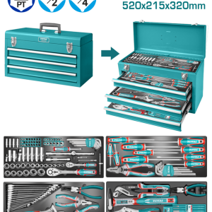 CAJA DE HERRAMIENTAS METALICA CON JUEGO DE HERRAMIENTAS (136 PZS) - TOTAL