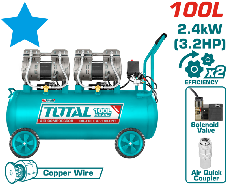 COMPRESOR 100L 2.4KW - TOTAL